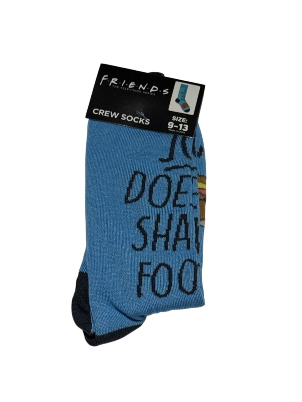 Friends Joey Doesn't Share Food Crew Socks Mens 9-13 Funny TV Quote NWT